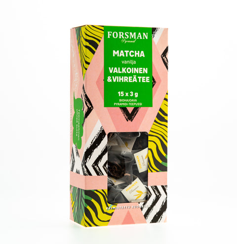 Matcha Vanilja Valkoinen ja Vihreä pyramiditee